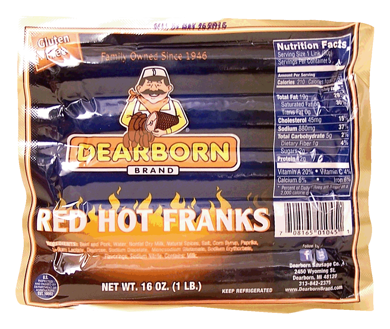 Dearborn  red hot franks, 5 ct Full-Size Picture